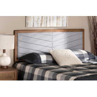 Baxton Studio MG9733-Light Grey/Walnut-King-HB Iden Modern and Contemporary Light Grey Fabric Upholstered and Walnut Brown Finished Wood King Size Headboardt